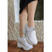 White Knit Lace-Up Sneakers