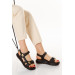 Black Leather Velcro Sandals