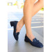 Navy Blue Skin High Heel Shoes