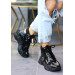 Black Leather Lace Up Boots