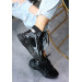 Black Leather Lace Up Boots