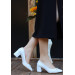 White Leather High Heel Shoes