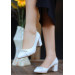 White Leather High Heel Shoes