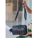 Navy Blue Leather Studded Bag