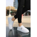 White Leather Lace-Up Sneakers