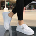 White Leather Lace-Up Sneakers