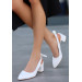 White Leather High Heel Shoes