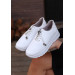 White Leather Lace-Up Sneakers