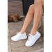 White Leather Lace-Up Sneakers