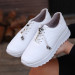 White Leather Lace-Up Sneakers