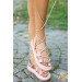 Saby Powder Skin Lace-Up Sandals
