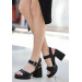 Black Leather Heeled Sandals