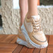 Nude Skin Lace-Up Sneakers