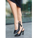 Black Leather High Heel Shoes