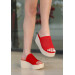 Red Knitwear Wedge Heel Slippers