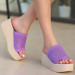 Lilac Knit Wedge Heel Slippers