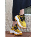 Mustard Knit Lace-Up Sneakers