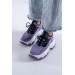 Lilac Knit Lace-Up Sneakers