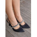 Black Satin Heeled Shoes