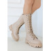 Nude Skin Lace Up Boots