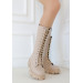 Nude Skin Lace Up Boots