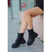 Black Leather Lace Up Boots