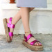 Fuchsia Skin Velcro Sandals