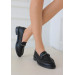 Black Leather Ballerina Shoes