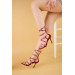 Burgundy Satin Heeled Shoes