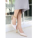 Beige Patent Leather High Heel Shoes