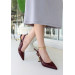 Burgundy Patent Leather High Heel Shoes