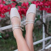 Beige Patent Leather Ballerina Shoes