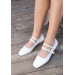 White Patent Leather Ballerina Shoes