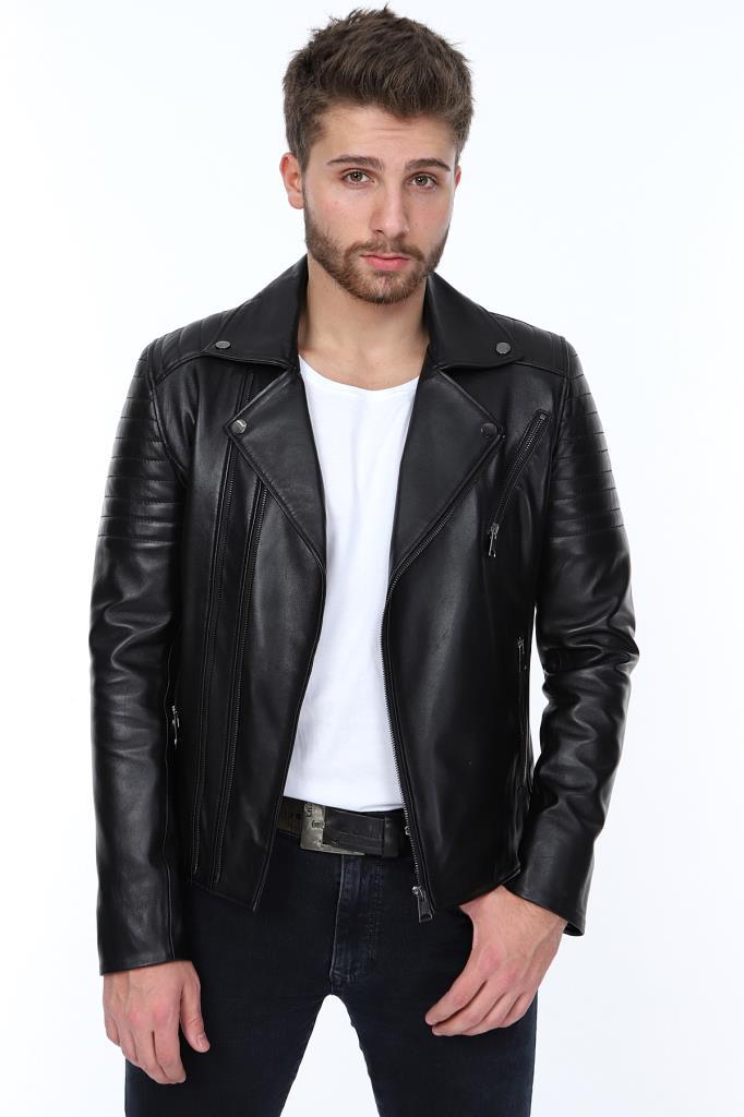 Side zip leather discount jacket