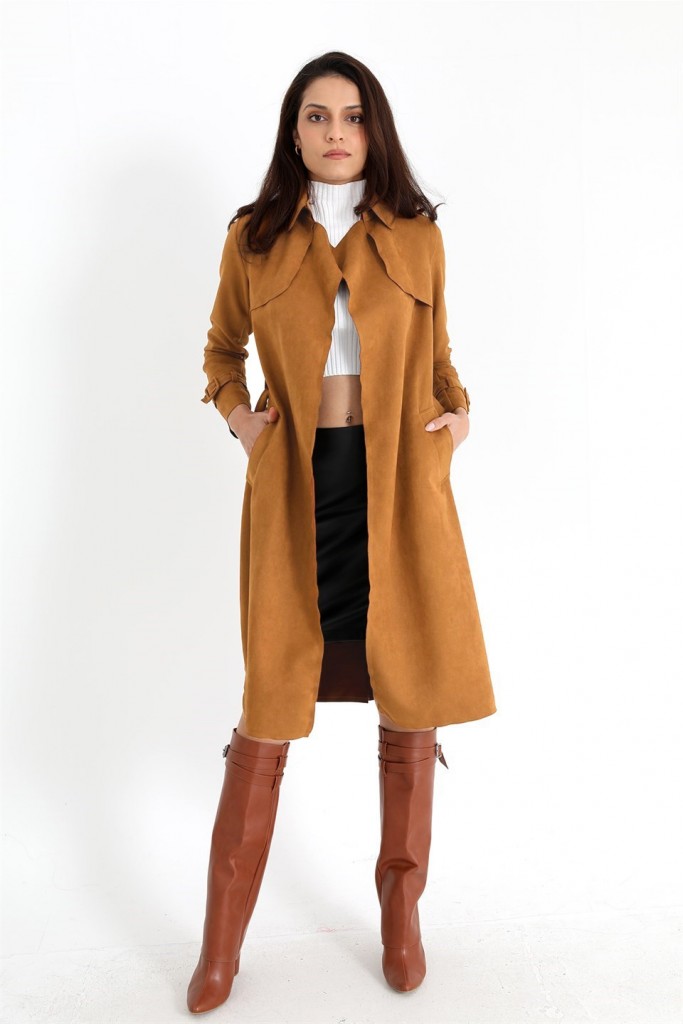 Camel longline coat store womens