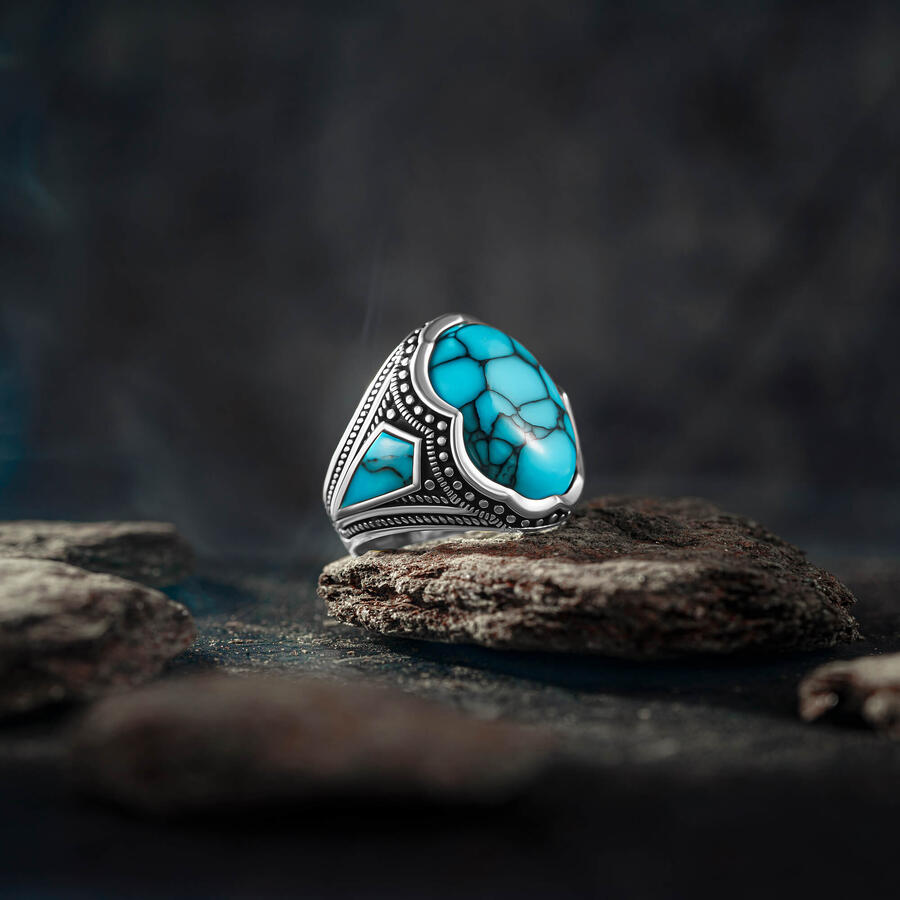 Cobalt Chrome and Turquoise Stone Men's Ring Custom Made Band | Revolution  Jewelry