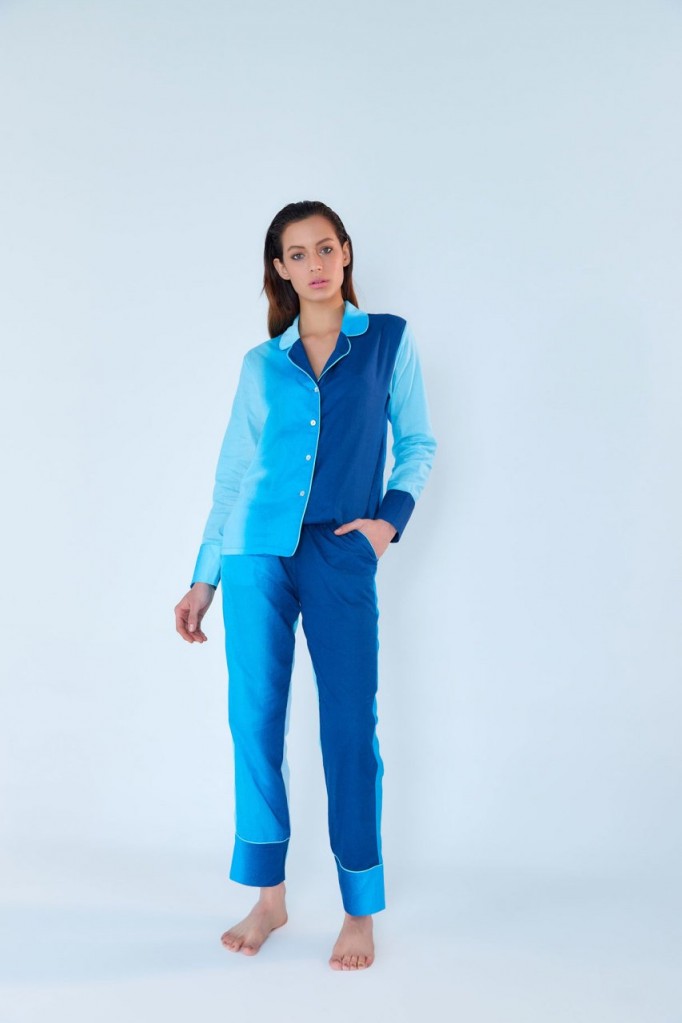 blue pajama set for women