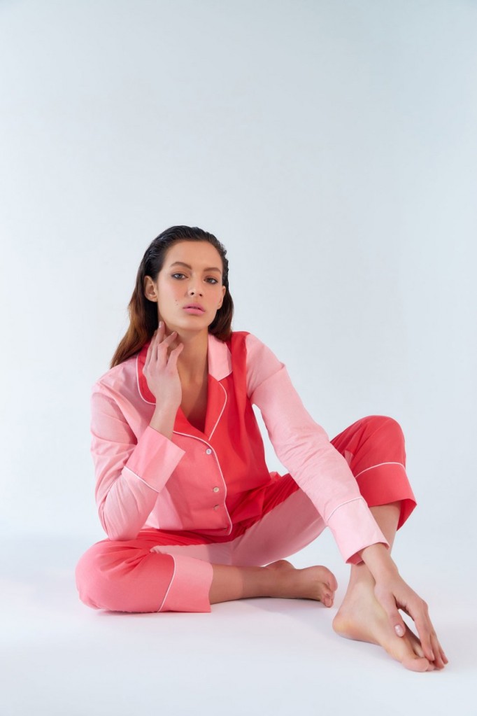 pink pajama set for women