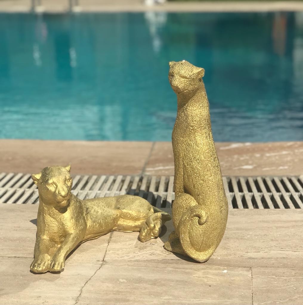 Hudhud - Gold Colored Cheetah And Leopard Figurine Set Of 2